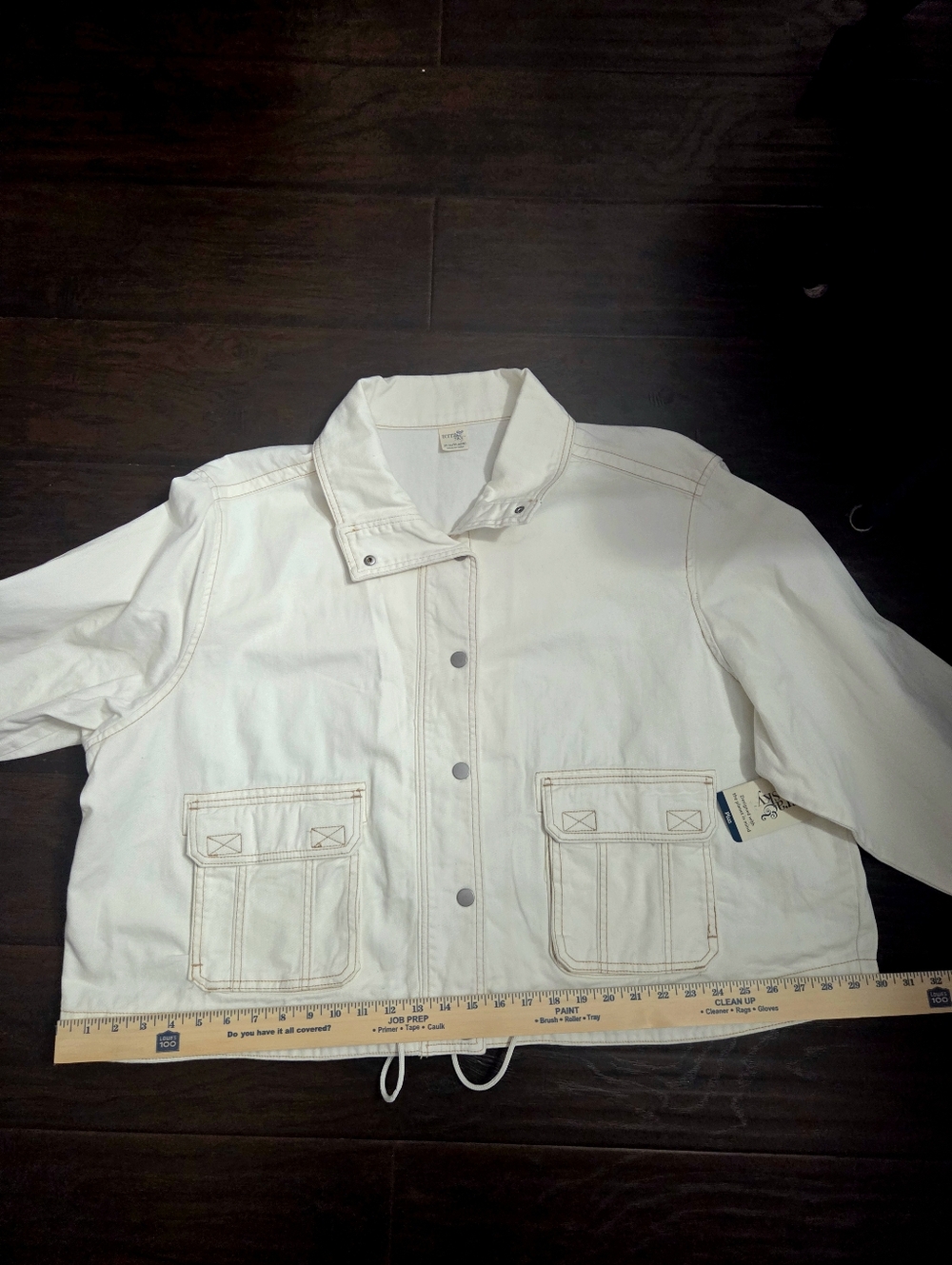 Womens Cream Denim/Utility Jacket - Picture 14 of 14